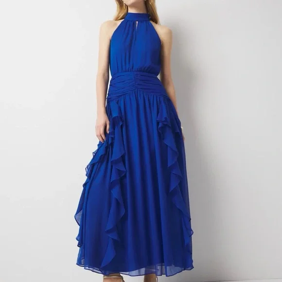 Elegant Blue Halter Maxi Dress - Picture 7 of 8